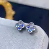 Brincos de Pedra da Lua Naturais Boutique Vidro Azul Luar Prata 925 Seiko Incrustação 3*3mm Direto da Fábrica Atacado
