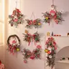 Guirlanda Decorativa de Natal Rattan Pendurado na Porta Decoração de Árvore de Natal Floco de Neve Janela Parede Pendurado Cena Arranjo de Atmosfera