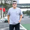Camiseta de Manga Curta Plus Size para Homens, Algodão Puro, Gola Redonda, Caimento Solto, Regata Tendência, Camiseta Básica Jovem, Roupa de Verão