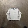 Camiseta de Manga Larga Estilo Americano Transfronteriza Europea y Americana, Top Oscuro Retro Estampado Y2K, Atuendo de Moda Gótica High Street Ins