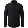 Camisa masculina de manga longa com textura jacquard tridimensional, padrão vazado outono e inverno, camisa com lapela, estilo casual retrô, vestuário masculino para exportação