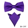 Conjunto de Gravata Borboleta e Lenço de Cor Sólida com Listras para Homens, Acessórios de Terno de Negócios de Alta Qualidade, Gravata Borboleta em Estoque