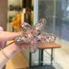 Pinza para el pelo de pentagrama con diamantes brillantes de estilo coreano de lujo ligero, pinza lateral de lazo de lujo ligero, accesorio para el pelo dulce y exquisito con diamantes completos para niñas