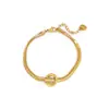 Pulsera Geométricas de Doble Capa con Incrustaciones de Circonita Apiladas para Mujer, Venta Caliente Transfronteriza, Oro de 18K, No se Desvanece, Lujo Accesible, Joyería Versátil para la Mano