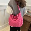 Bolsa Versátil com Bordado Lingge Feminina 2024 Elegante Moderna Bolsa Tote Casaco Acolchoado com Algodão Bolsa de Mão Simples para Mulheres