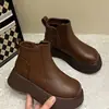 Promoção Quente Botas Martin Retro Sola Grossa 2026 Inverno Versátil Nova Sola Plataforma Mais Veludo Quente Botas Curtas de Couro Femininas