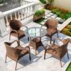 Set de Tres Piezas de Silla de Ratán para Ocio en Balcón al Aire Libre Respaldo de Ratán Silla de Ratán Muebles de Jardín para Exterior Patio Mesa y Silla para Exterior