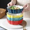 Cuenco de Cerámica para Postre y Ensalada Estilo Ins, Cuenco de Cerámica para Huevo al Vapor, Vajilla con Color Especial Bajo Esmalte y Alto Valor Estético