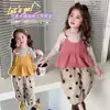 Conjunto de Três Peças Calça de Bolinhas Gatinho Desenho Animado Estilo Coreano para Meninas Estilo Primavera/Outono 2026 Nova Moda Infantil Conjunto para Menininha