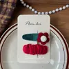 Novo Estilo Coreano Outono e Inverno Doce Laço Vermelho Grampo de Cabelo Infantil Feito à Mão de Tecido Clipe Lateral para Franja de Cabelo para Mulheres