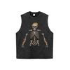 American High Street Retrô Lavado Desgastado Algodão Puro Colete Masculino Solto Algodão Puro Vintage Camiseta de Manga Curta Casal