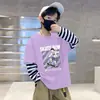 Camiseta de manga comprida para meninos, camiseta básica casual de desenho animado para primavera e outono, roupa de outono 100% algodão, novo modelo 2026 para bebês e crianças