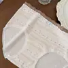 9957 # Cor Contrastante Borda Franzida Laço Jacquard Algodão 10A Forro Antibacteriano Calcinha Feminina Verão Estilo Fino Roupa Íntima