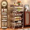Carrito estrecho multi-funcional estilo vintage para snacks, canasta de cocina multi-capa para frutas y verduras, estante de almacenamiento móvil