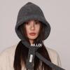Gorro Pasamontañas estilo coreano Sombrero de lana a la moda Sombrero de punto cálido para otoño e invierno Sombrero con correa para combinar con todo Protección para las orejas