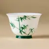 Taza de Té de Cerámica Verde Bambú Pintada a Mano, Taza de Maestro, Taza Individual, Recipiente de Té de Gama Alta, Uso Personal, Exquisita Taza de Degustación