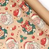 Papel de Presente de Natal Tamanho Grande Ecológico Papel Kraft Amarelo Papel de Presente de Natal Xadrez Vermelho Cabeça de Rena Padrão de Floco de Neve