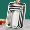 Lavabo cuadrado de acero inoxidable 304 con fondo plano, bandeja rectangular gruesa, plato de arroz al vapor, cuenco para verduras con tapa, cuenco cuadrado para arena para gatos.