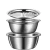 Tazón Engrosado para Rallar, Tazón Multifuncional de Acero Inoxidable de Grado Alimenticio, Herramienta para Rallar Pepino y Rábano, Rebanador de Verduras, Gadget de Cocina