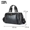 Bolso Cruzado de Hombro para Hombre Steel Lion de Cuero Genuino Piel de Vaca de Primera Capa Gran Capacidad Maletín de Viaje Cruzado
