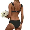 Bikini2026 Nuevo Estilo Europeo y Americano Exportación Simple con Volantes de Gama Alta Color Sólido Bikini Traje de Baño para Mujer Amazon