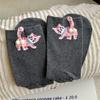 Calcetines Divertidos de Gato Huevo de Dibujos Animados Originales Calcetines de Media Caña para Mujer Ins Calcetines de Algodón Trendy de Primavera y Otoño Calcetines Lindos de Animales Medias sin Costuras