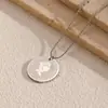 Colar Moeda Retrato Rainha Nova Coroa Japonesa e Coreana Aço Titânio Moda Ouro 18K Colar com Pingente Redondo Não Desbota
