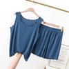 Chaleco de Verano de Seda de Hielo para Mujer Sexy Pijama Conjunto de Dos Piezas Delgado Holgado Tirantes Cortos Chaleco Base sin Mangas Tirantes para Casa