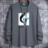 Camiseta de Manga Larga para Hombre 2022 Nueva Ropa de Primavera y Otoño para Hombre Cuello Redondo Algodón Puro Camiseta Básica para Estudiante Ropa de Otoño