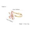 Elegante, Moderno, Sencillo y de Alta Gama Set de Collar y Anillo para Mujer de Acero Inoxidable con Baño de Oro de 18K Adornado con Flores y Circonitas