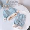 Otoño 2020, nueva ropa de hogar para hombres y mujeres, tallas pequeñas y medianas, para niños, ropa de abrigo para bebés, protección umbilical de cintura alta, conjunto de dos piezas con forro polar para el cabello
