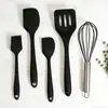 Herramientas para Hornear Espátula de Silicona Resistente a Altas Temperaturas Brocha para Barbacoa Raspador Brocha para Aceite Batidor de Huevos Espátula para Mantequilla Set de Cocina
