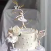 Menina dançando balé dança linda menina princesa bolo de aniversário mesa de sobremesas decoração boneca conjunto de três peças