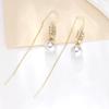 Requintado Moda Micro-incrustado Zircon Pearl Tassel Ear Line Mulheres Internet Celebridade Distinto Emagrecimento Orelha Novos Brincos Simples