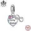 Pulsera Aifuluo Original de Plata Esterlina S925 con Colgante de Corazón de Hermanas, Colgante de Zircón Rosa en Forma de Corazón, Accesorios al Por Mayor