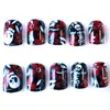 Transfronterizo Europeo y Americano Más Vendido Arte de Uñas Halloween Calavera Oscura Flor Roja Cuadrado Corto Uñas Portables Venta al por Mayor