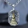 Novo Pingente Personalizado Vintage de Prata Esterlina 925 com Cobre Incrustado Joias do Tibete Moda Live Pequena Torre Pendente Lateral Nuvem Traseira Acessórios