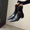 Botines cortos de punta estilo coreano para mujer, nuevos botines sencillos de otoño e invierno 2026, botas ajustadas de tacón grueso de moda europea y americana, botas de moda de nicho