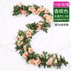 Cipó de Rosas Artificiais, Cipó de Flores Falsas para Decoração de Casamento, Planta de Teto, Cobertura de Tubo de Plástico, Flor Falsa de Rosa Enrolada