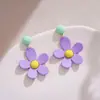 Brincos de Design Roxo Único, Brincos Retrô de Chá, Brincos Populares de Nicho 2025, Brincos Super Fada Flor Delicada