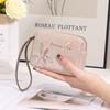 Cartera corta de exportación transfronteriza estilo coreano de cuero PU con cremallera estampada plegable, bolso de mano corto multifuncional, monedero para mujer
