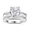 Anillo de Compromiso de Plata S925 con Diseño de Cruz de Estilo Nuevo Europeo y Americano, Set de Anillos de Boda Transfronterizos, Anillo de Compromiso de Diamante Redondo de Alto Carbono de Lujo Ligero