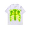 Camiseta de Manga Corta Lavada de Estilo Europeo y Americano de Calle Principal con Estampado Directo de Hueso para Hombre y Mujer, Hip-hop Antiguo de Media Manga
