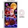 Tela colgante fluorescente de Navidad Papá Noel renos muñeco de nieve cachorro bandera de tela neón decoración de fiesta navideña transfronterizo