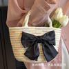 Bolso de Mano Tejido con Cuerda de Algodón con Lazo, Bolso Tejido, Bolso Versátil para el Trabajo, Bolso de Cubo de Verano para Mujer