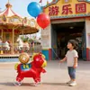 Globo de Aluminio Año Nuevo Caballo Zodiaco Dibujo Animado Pony con Ruedas Caminando De Pie Regalo para Niños Accesorio para Fotos