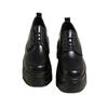 Mocassins Únicos de Designer com Solado Grosso e Biqueira Larga, Sapatos Plataforma com Cadarço para Aumentar a Altura, Sapatos Pequenos de Couro Estilo Britânico para Mulheres Baixas