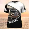 Camiseta de Manga Corta para Hombre Estilo Chico Duro Elegante de Verano Camión 3D Conductor de Furgoneta Trabajo Secado Rápido Holgada