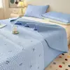 Cubrecama Acolchado de Algodón Lavado Estampado Estudiante Pieza Única Tatami Sábana Gruesa Juego de Tres Piezas para Todas las Estaciones