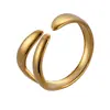Anillo Abierto Nuevo con Rosca Estilo Europeo y Americano Diseño Creativo Elegante Gama Alta Acero de Titanio Chapado en Oro de 18K Anillo de Joyería